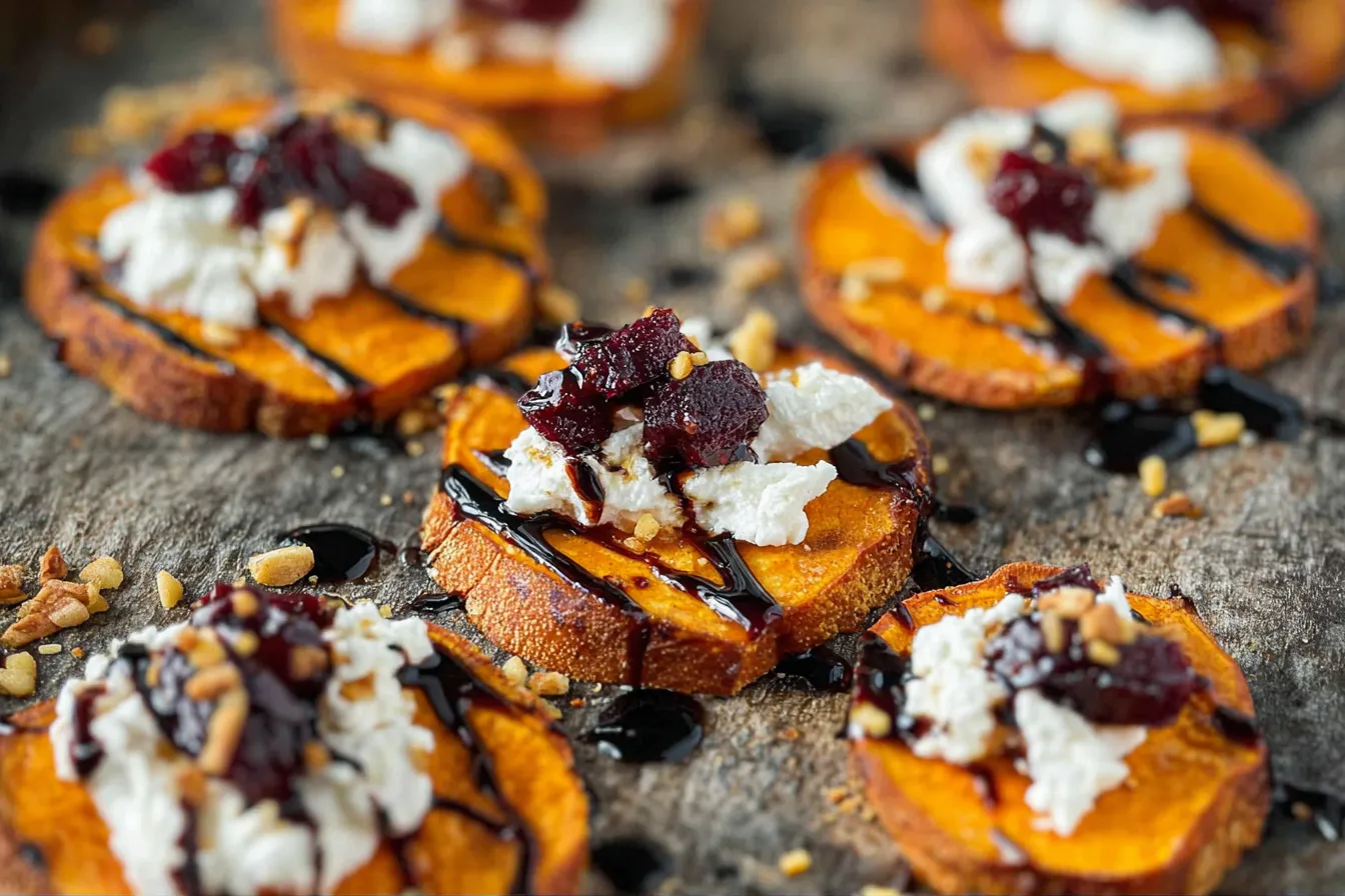 Sweet Potato Crostini with Goat Cheese Appetizer