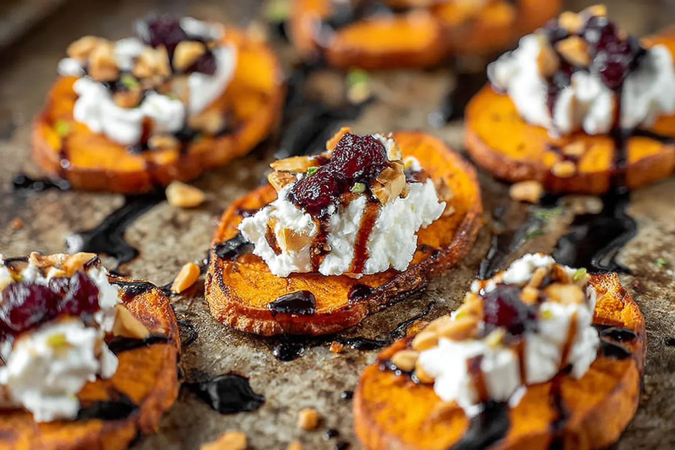 Sweet Potato Crostini with Goat Cheese