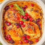 Tangy Cranberry Orange Chicken Served with Garnish