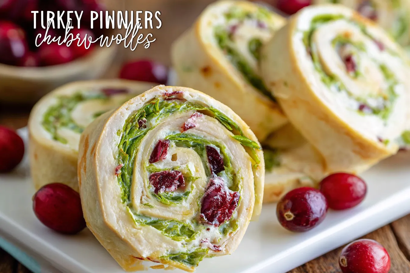Turkey Cranberry Tortilla Pinwheels on a Platter