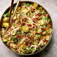 Warm Brussels Sprout Slaw in a Bowl