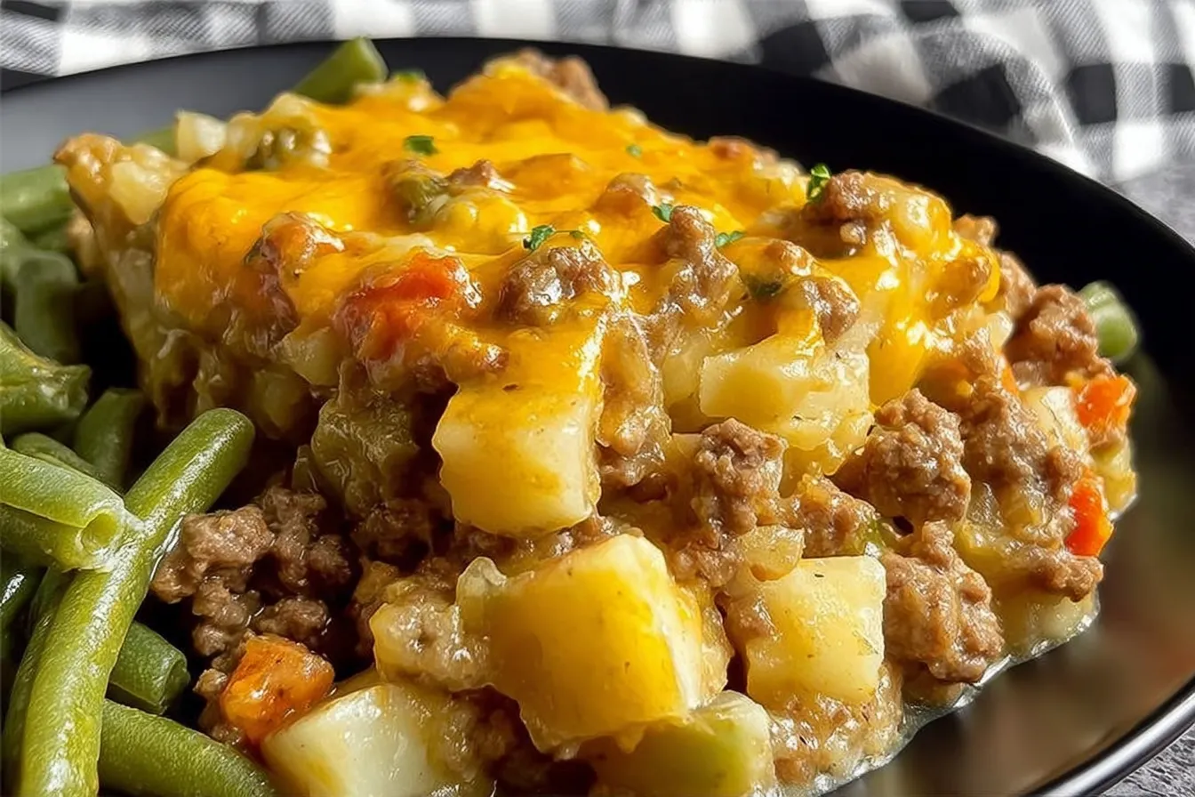 4 Ingredient Ground Beef Potato Casserole – Fast and budget friendly