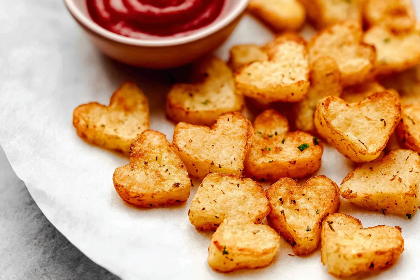 Crispy Heart Shaped Potatoes from the Air Fryer