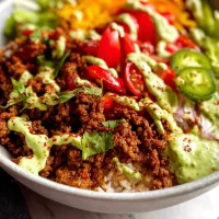 Beef Taco Rice Bowls – Lean ground beef and fresh toppings