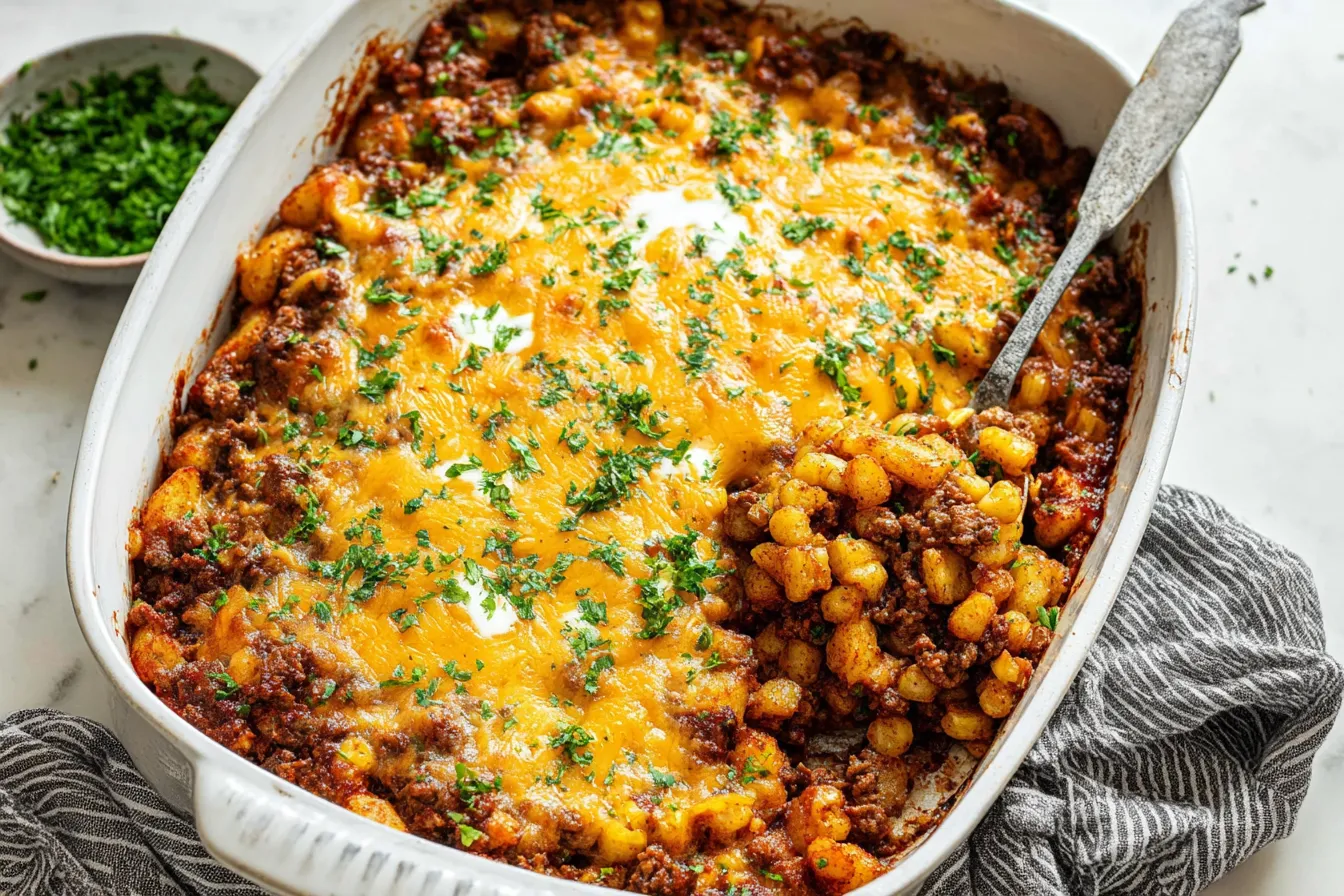 Cheesy Beef Potato Skillet Bake – Fast and filling