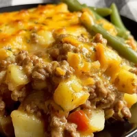 Delicious Cheesy Ground Beef and Potato Casserole