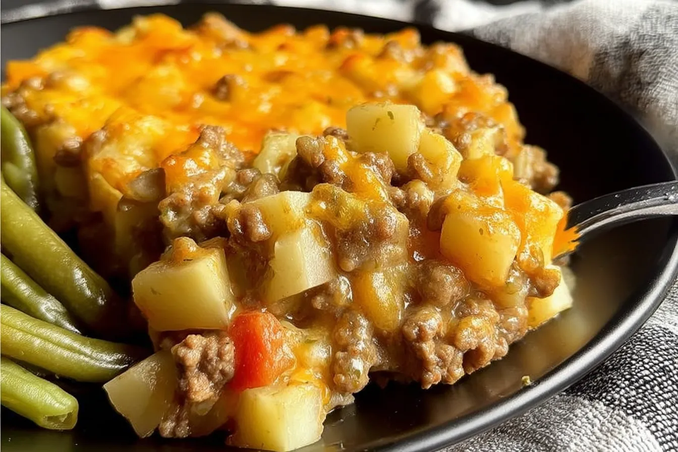 Cheesy Ground Beef and Potato Casserole – One pan comfort food