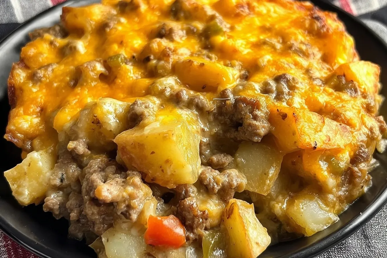 Cheesy Ground Beef and Potato Casserole – Delicious & Easy