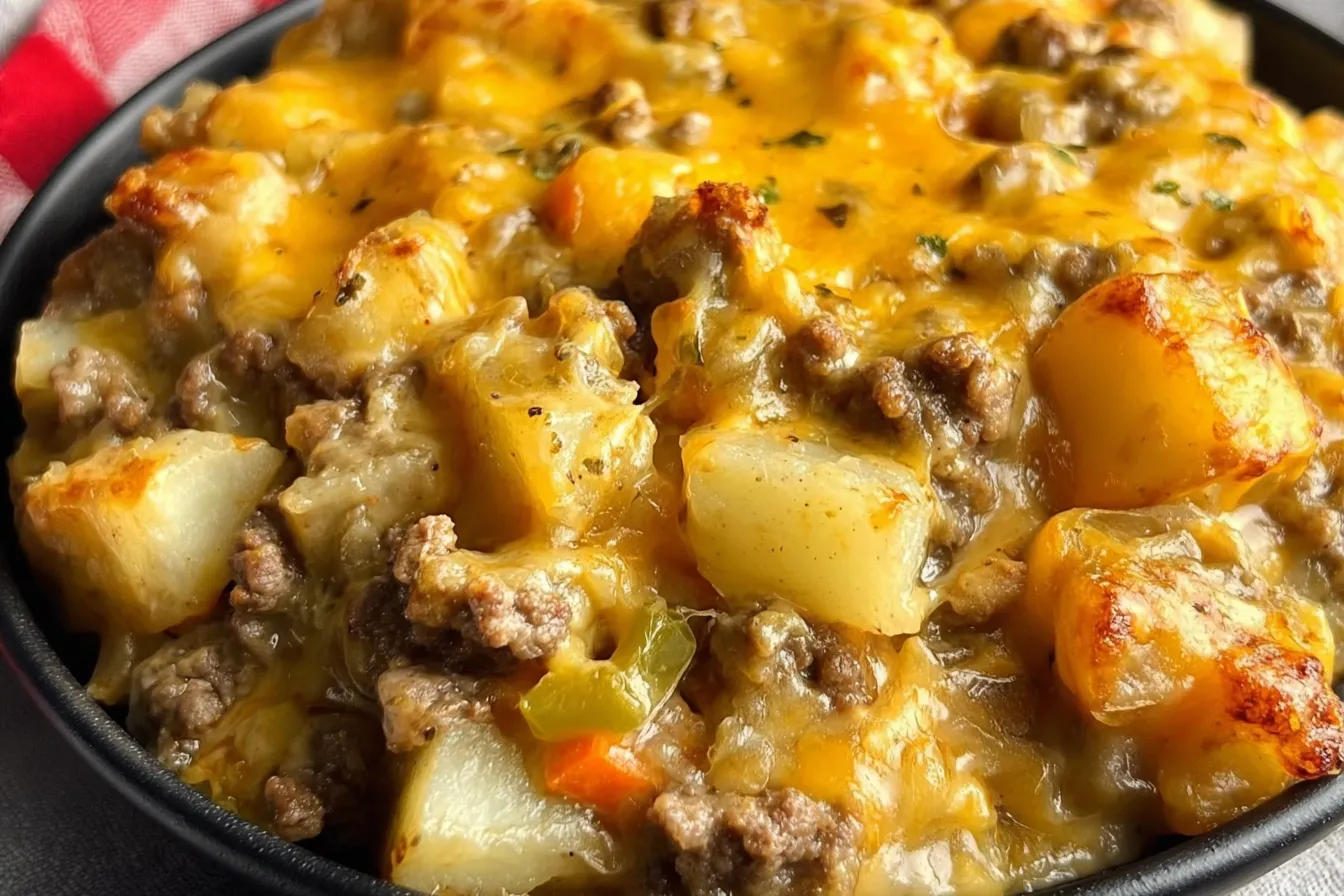 Cheesy Ground Beef and Potato Casserole – One pan dinner