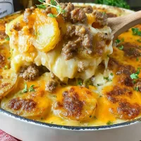 Cheesy Hamburger Potato Bake Freshly Baked & Golden