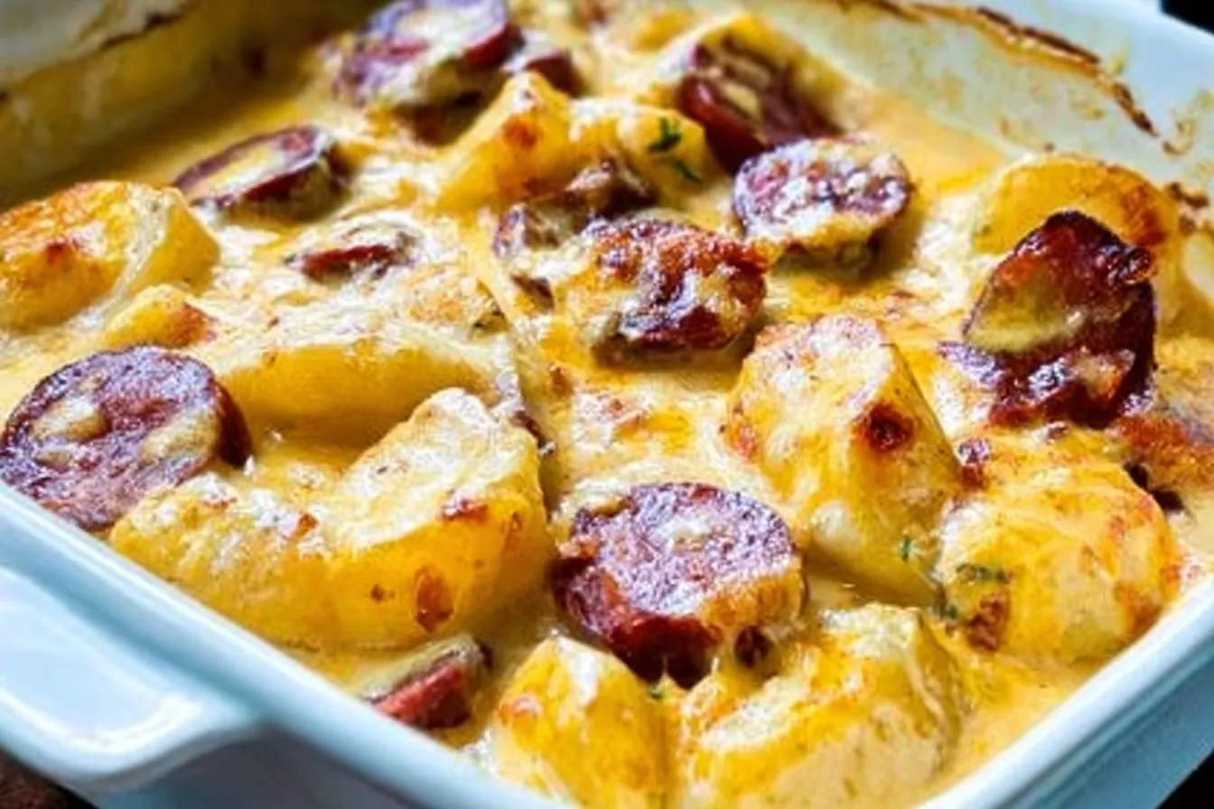 Cheesy Ranch Potatoes with Smoked Sausage - Delicious Comfort Food