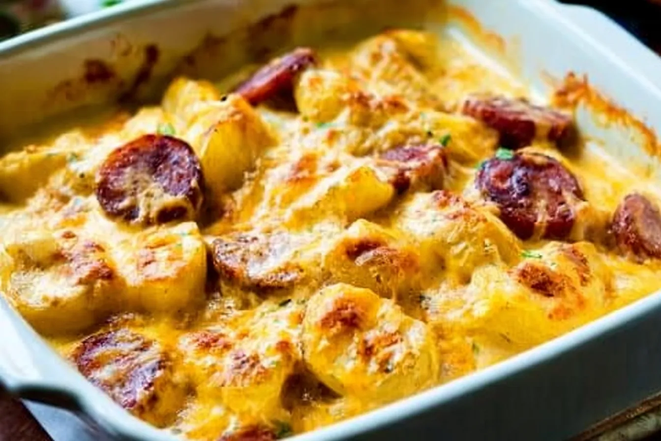 Cheesy Ranch Potatoes and Smoked Sausage – One pan comfort dinner