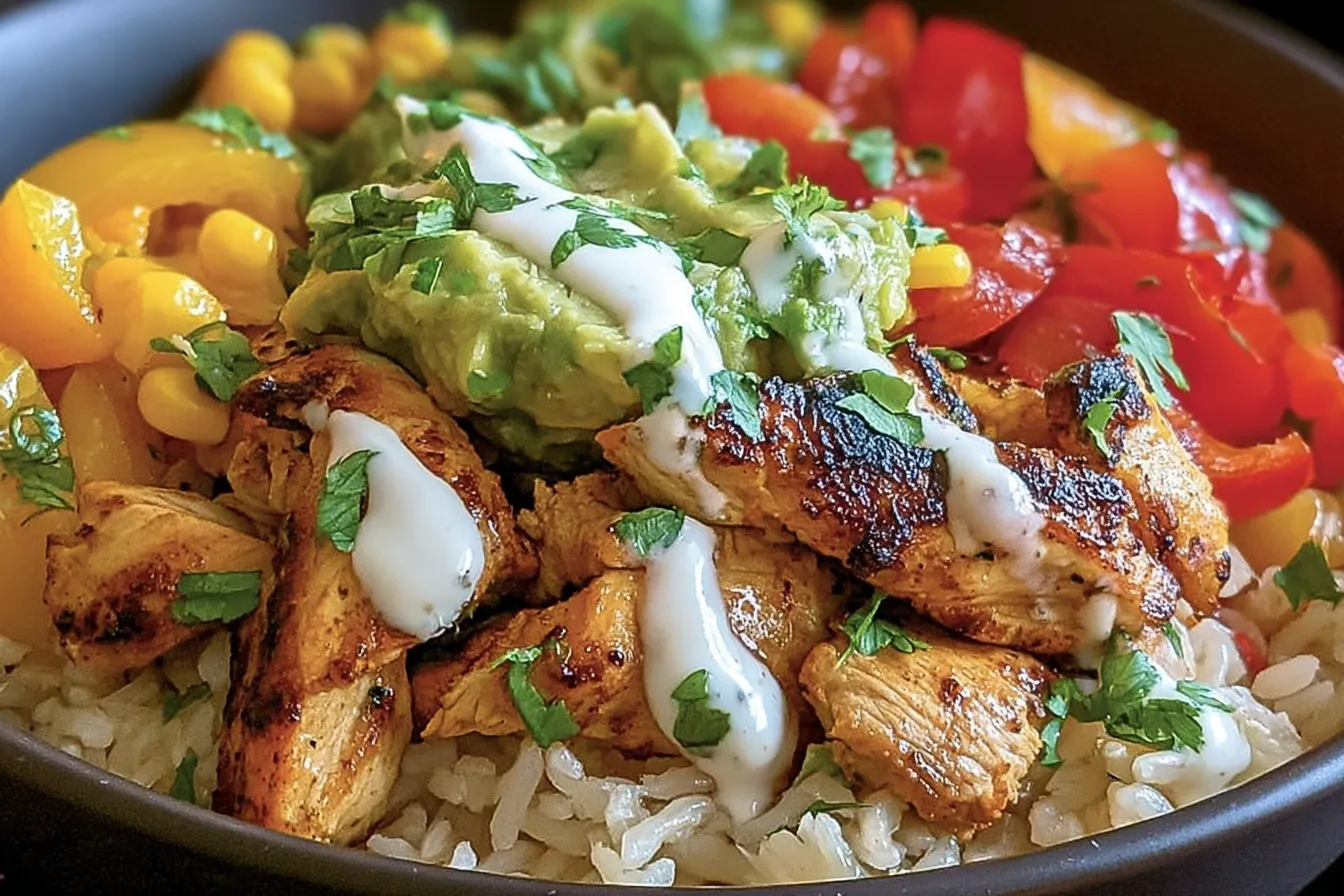Delicious Chicken Fajita Rice Bowls with Colorful Peppers