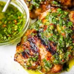 Grilled Chimichurri Chicken Thighs on the BBQ