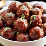 Christmas Cranberry Cocktail Meatballs on a Festive Table