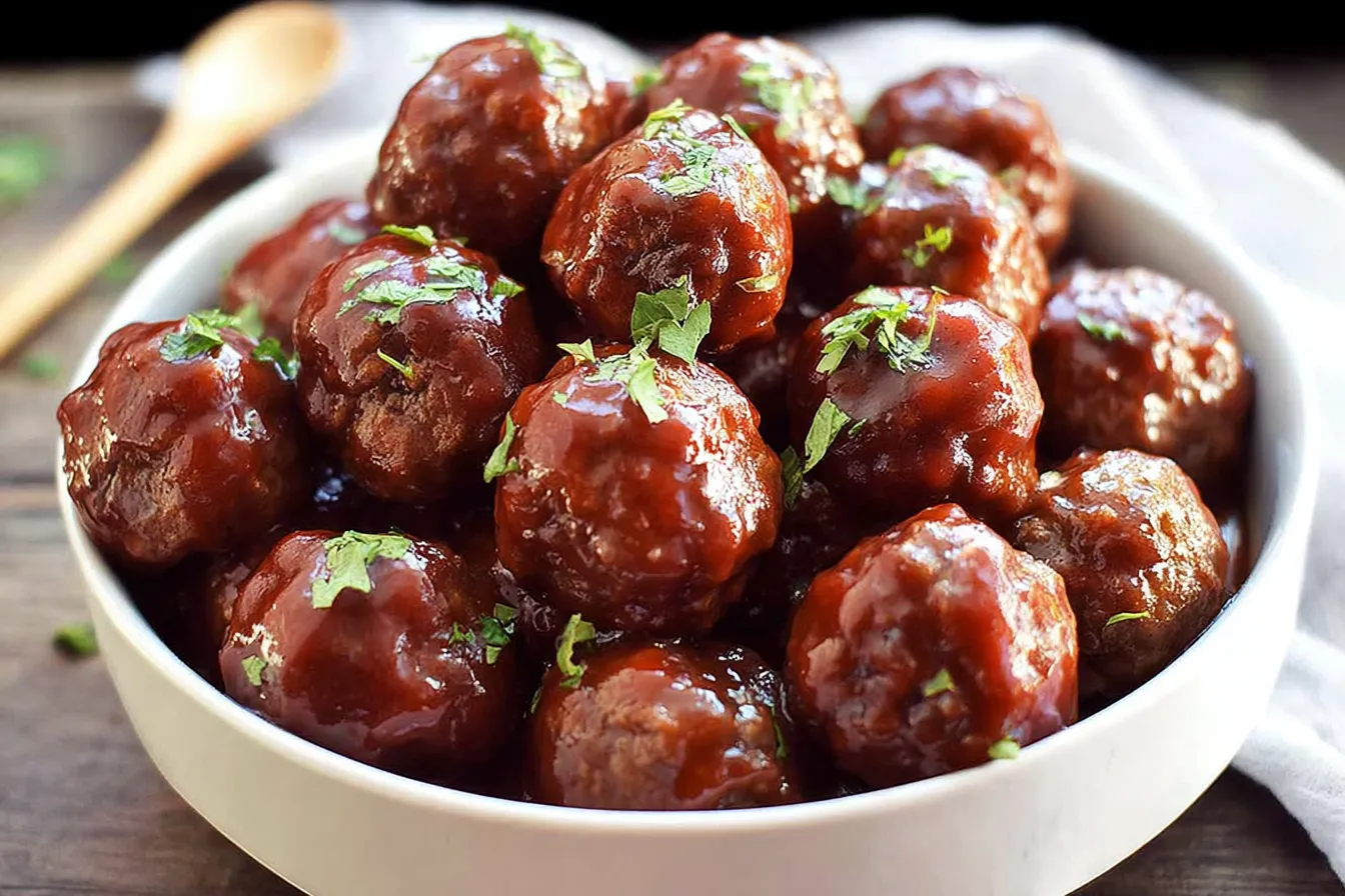 Christmas Cranberry Cocktail Meatballs on a Festive Table