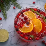 Christmas Eve Mocktail Punch with Citrus and Cranberries