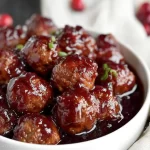 Cranberry Jalapeño Meatballs on a Serving Platter