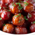 Cranberry Orange Meatballs on a Serving Platter