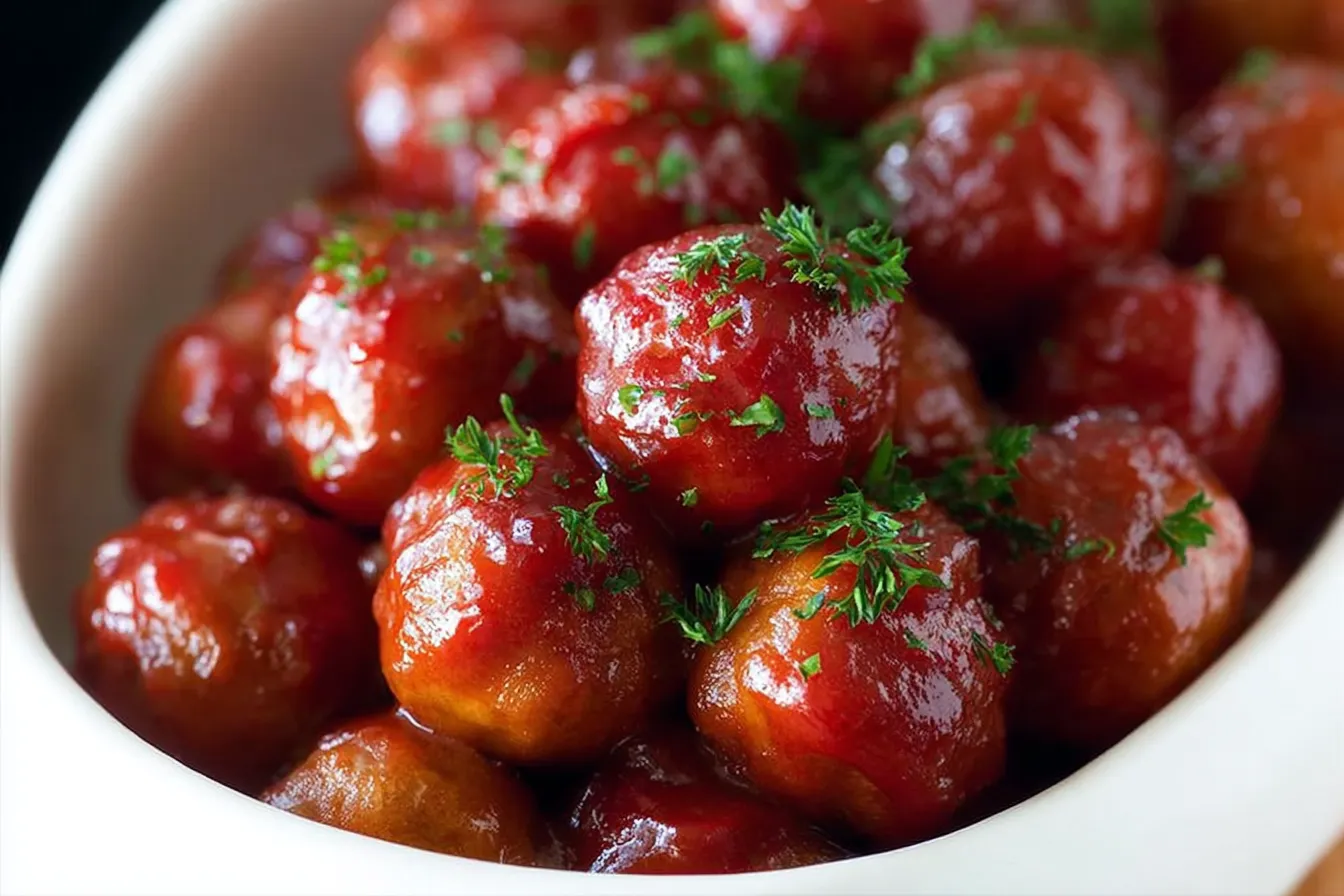 Cranberry Orange Meatballs – Sweet citrus and cranberry fusion.