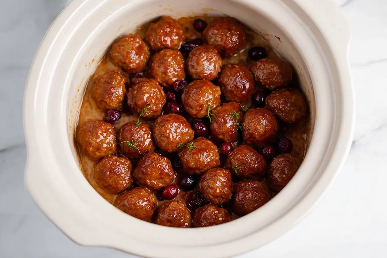 Cranberry Swedish Meatballs – Holiday twist on a creamy classic.