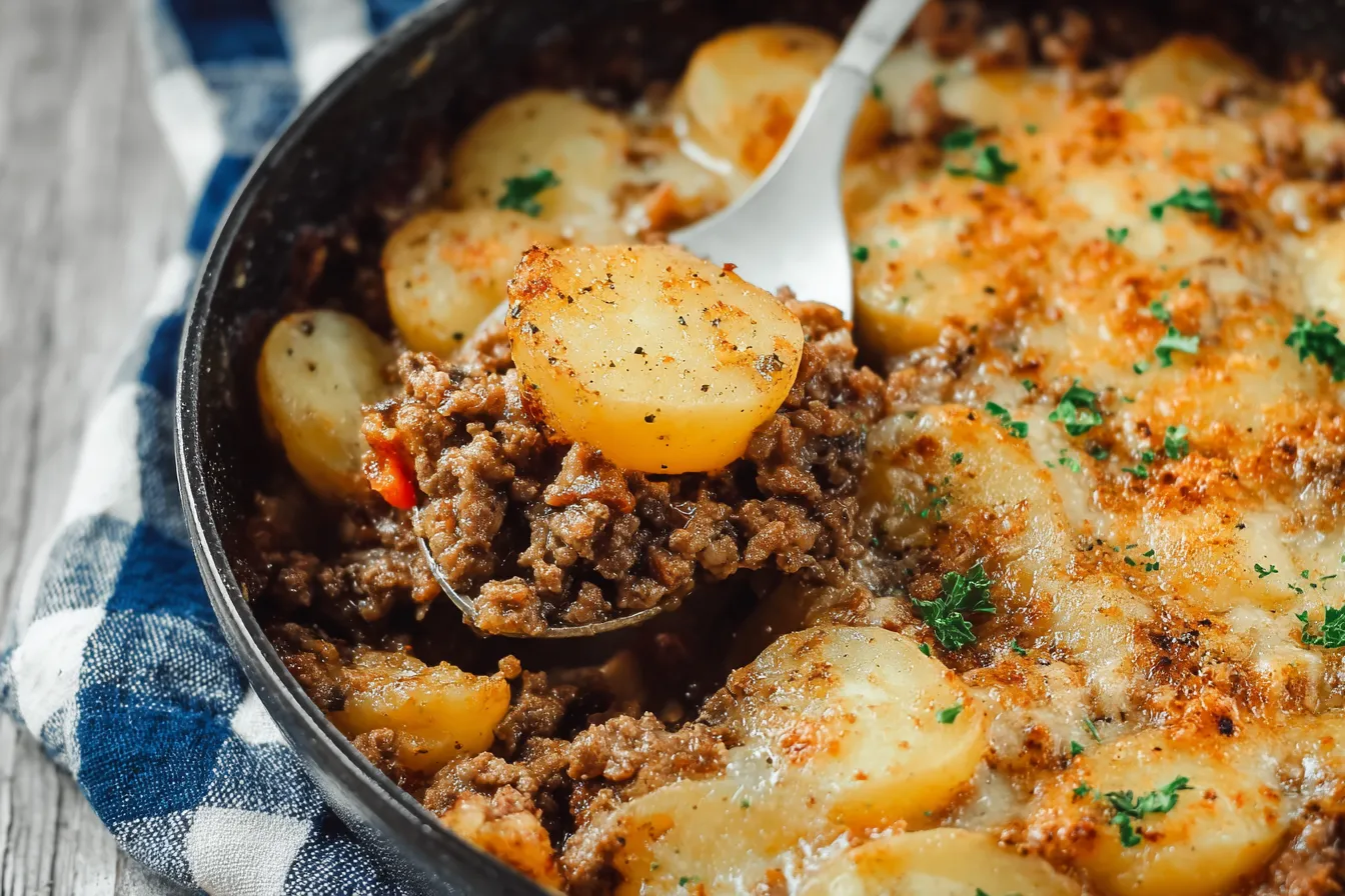 Creamy Ground Beef Potato Bake Fresh Out of the Oven