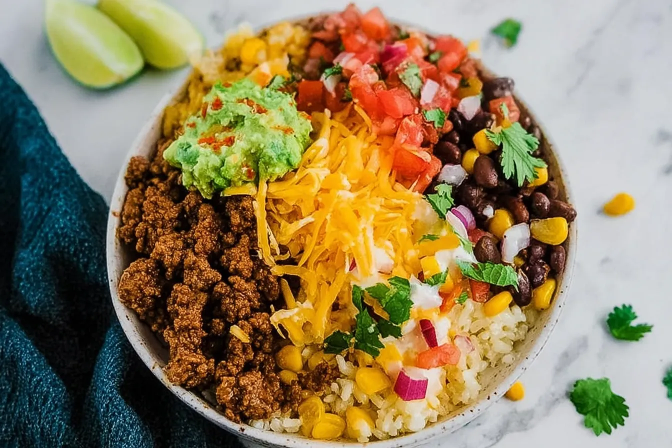 Easy Taco Rice Bowls – Veggie-packed and high-protein dish