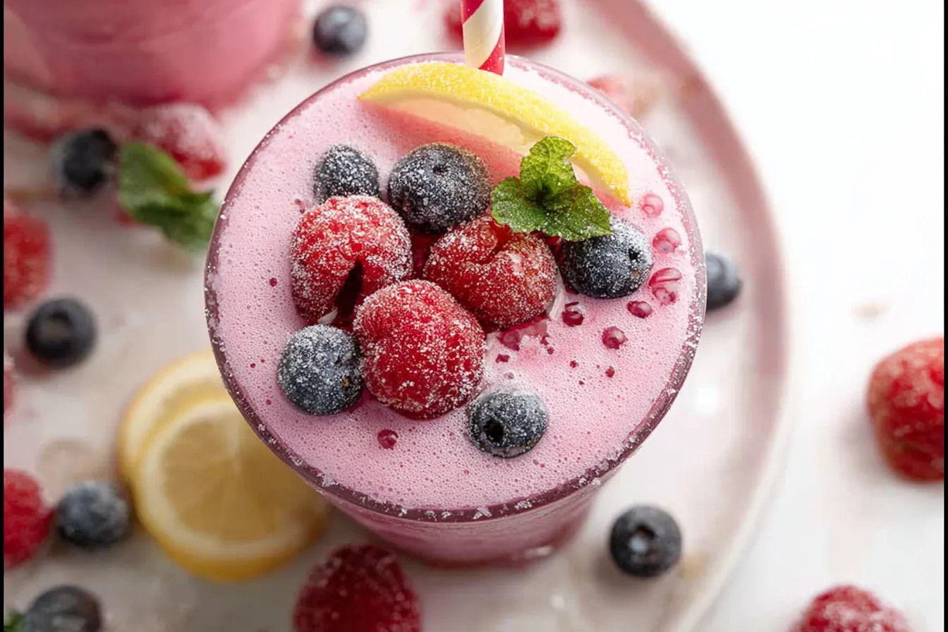Frosted Berry Punch in a Glass with Fresh Mint