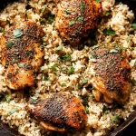 Garlic Butter Chicken Rice Bowls in Skillet
