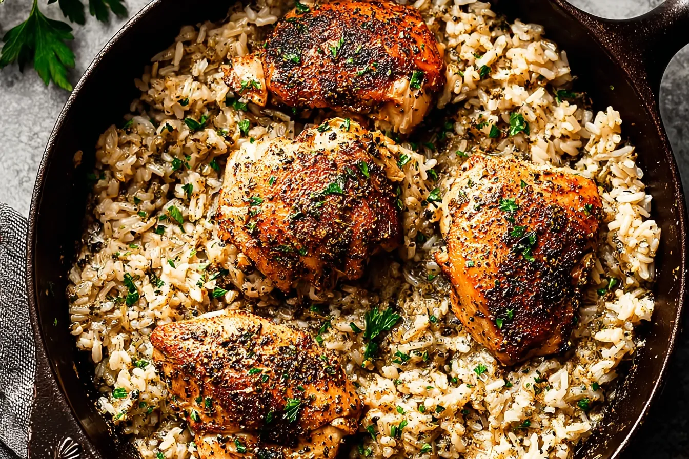 Garlic Butter Chicken Rice Bowls – Quick skillet meal with brown rice.