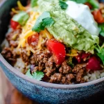 Delicious Ground Beef Taco Rice Bowls Ready to Serve