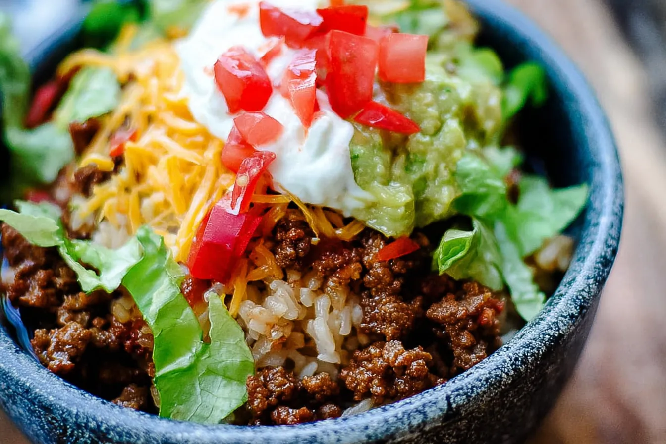 Ground Beef Taco Rice Bowls – Family favorite
