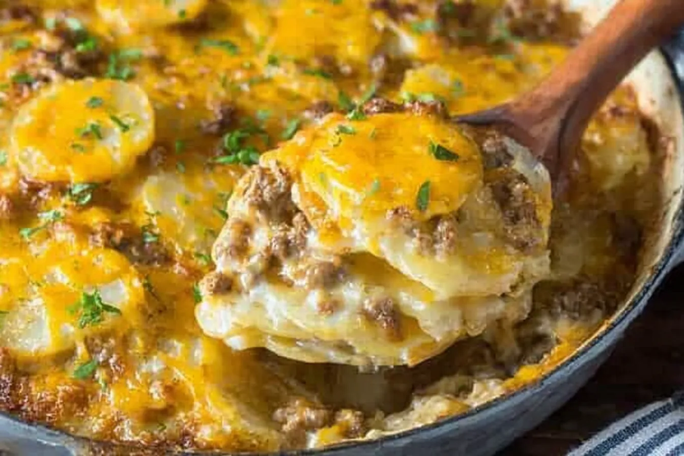 Delicious Hamburger Potato Cheese Bake Ready to Serve