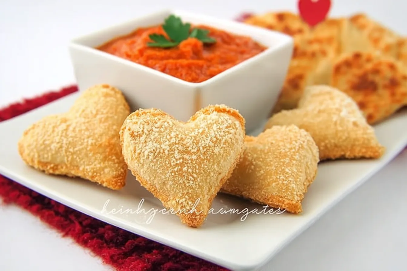 Heart Shaped Mozzarella Bites on a Platter