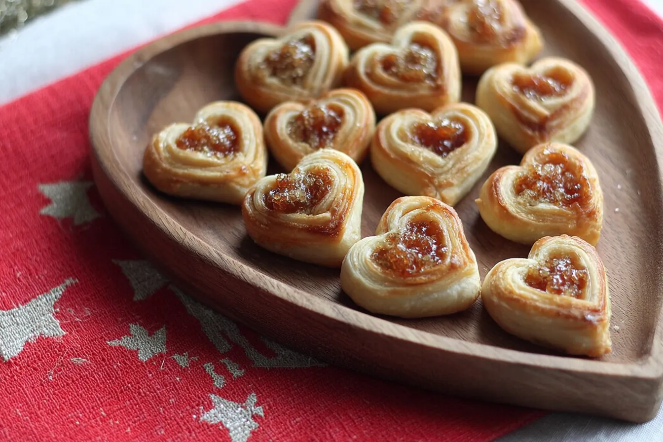 Heart Shaped Puff Pastry Bites Freshly Baked