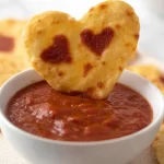 Heart Shaped Tortilla Chips with Colorful Dip