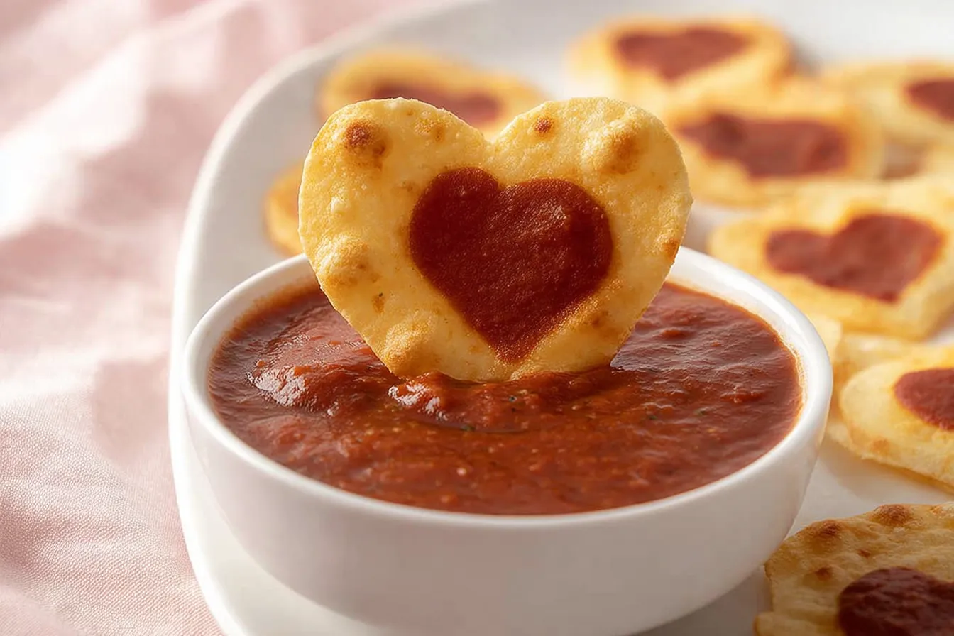 Heart Shaped Tortilla Chips with Dip – Easy Galentine snack