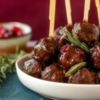 Mini Meatball Holiday Skewers – Rosemary and Cranberries Delight