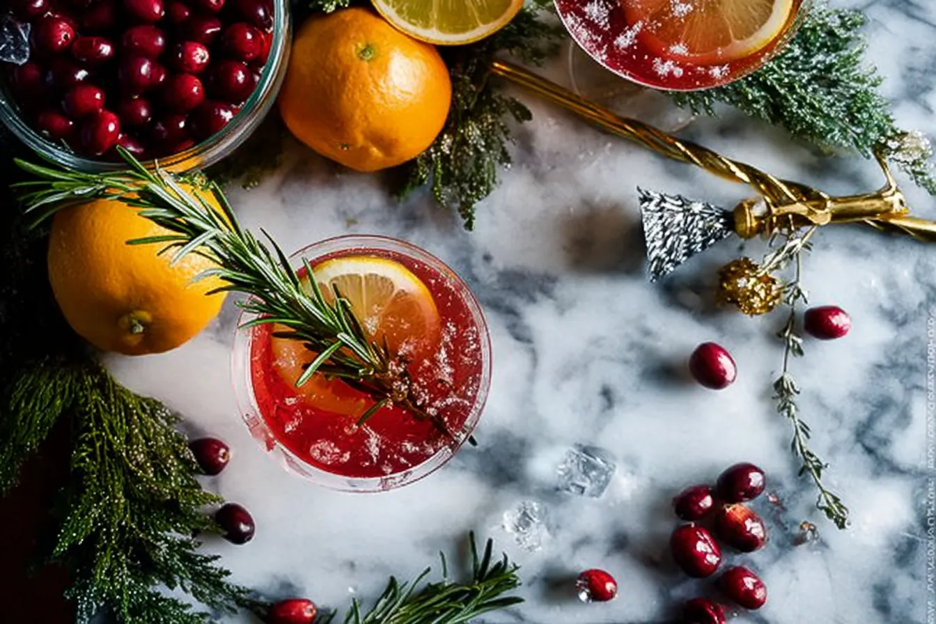 Rosemary Lemon Holiday Martini Cocktail