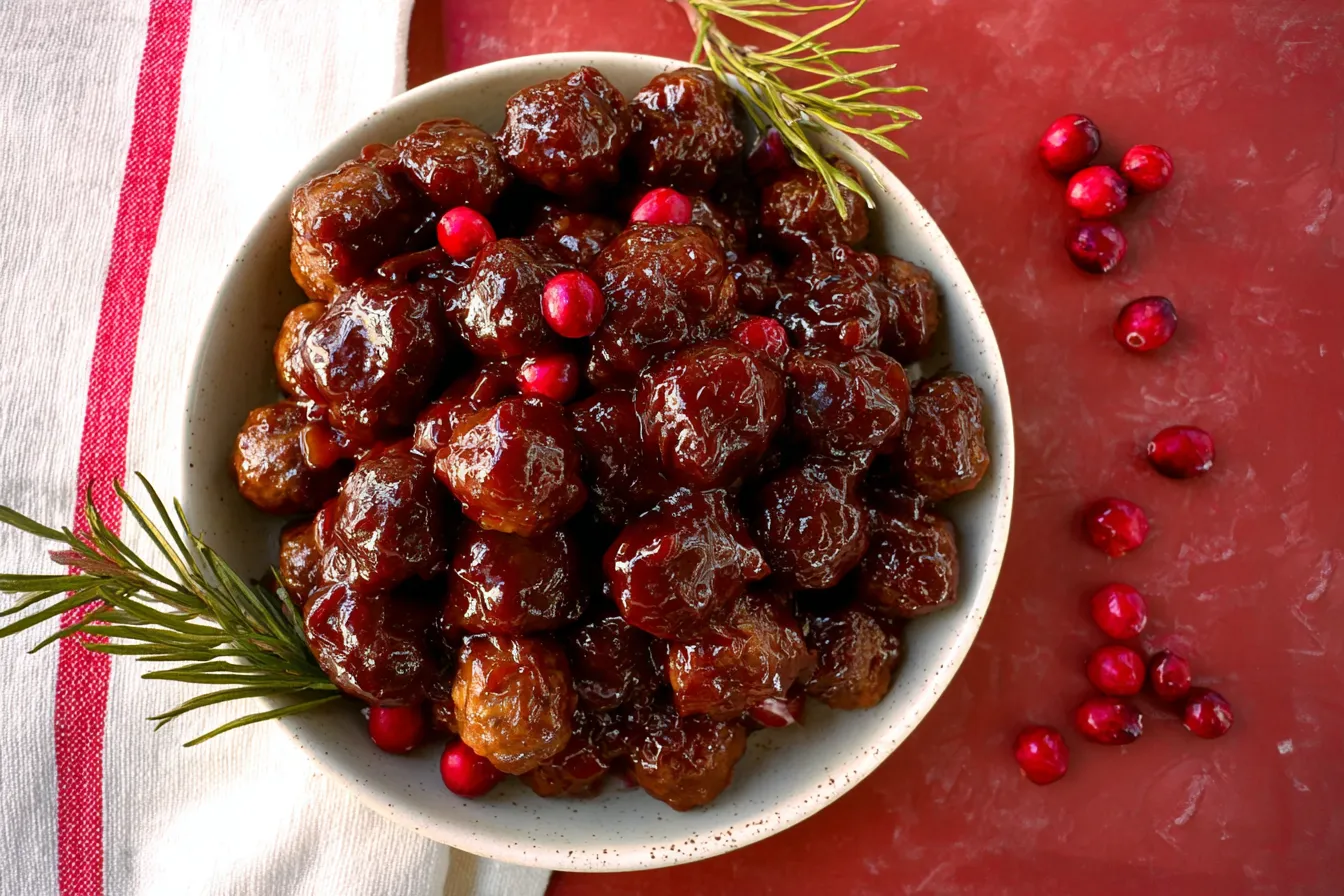 Slow Cooker Cranberry BBQ Meatballs – Simple dump-and-go appetizer for parties.