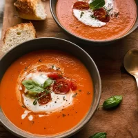 Smooth Blended Tomato Soup in a Bowl