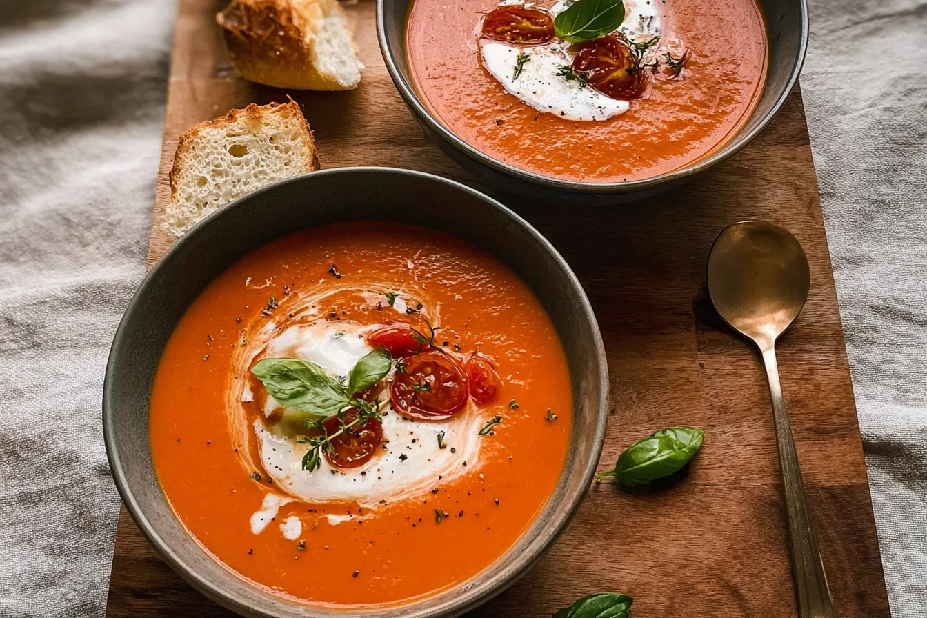 Smooth Blended Tomato Soup in a Bowl