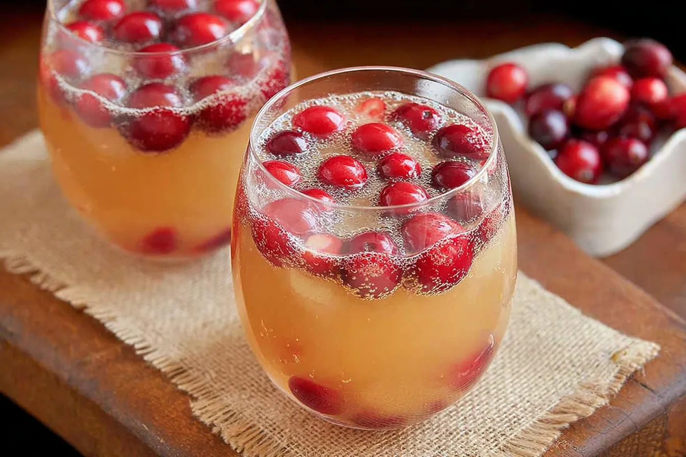Refreshing Sparkling Apple Cranberry Punch in a Glass