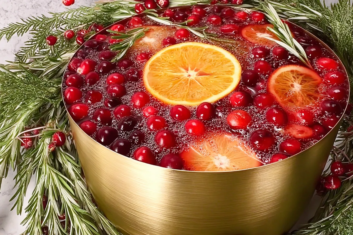 Sparkling Cranberry Christmas Punch in a Festive Glass