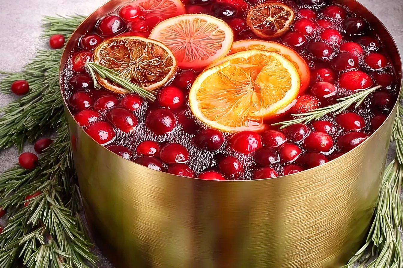 Sparkling Cranberry Christmas Punch – Fizzy, ruby-red, and non-alcoholic.