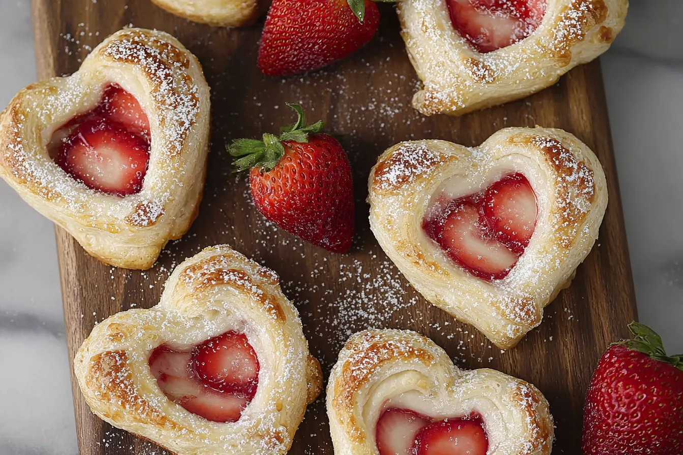 Strawberry Cream Cheese Heart Danishes Freshly Baked