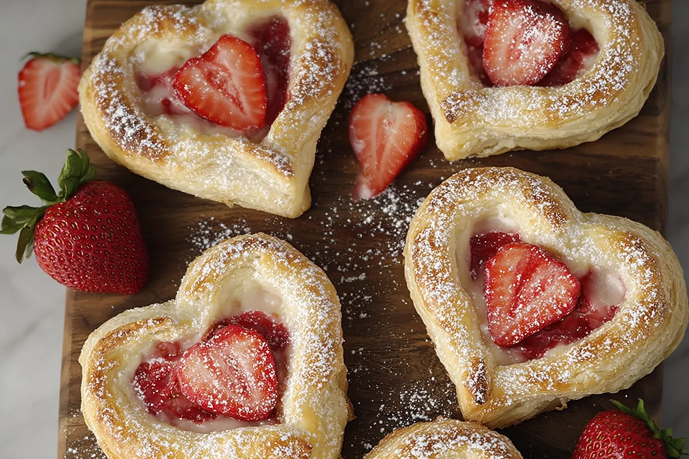 Strawberry Cream Cheese Heart Danishes – Bakery-style Valentine treat
