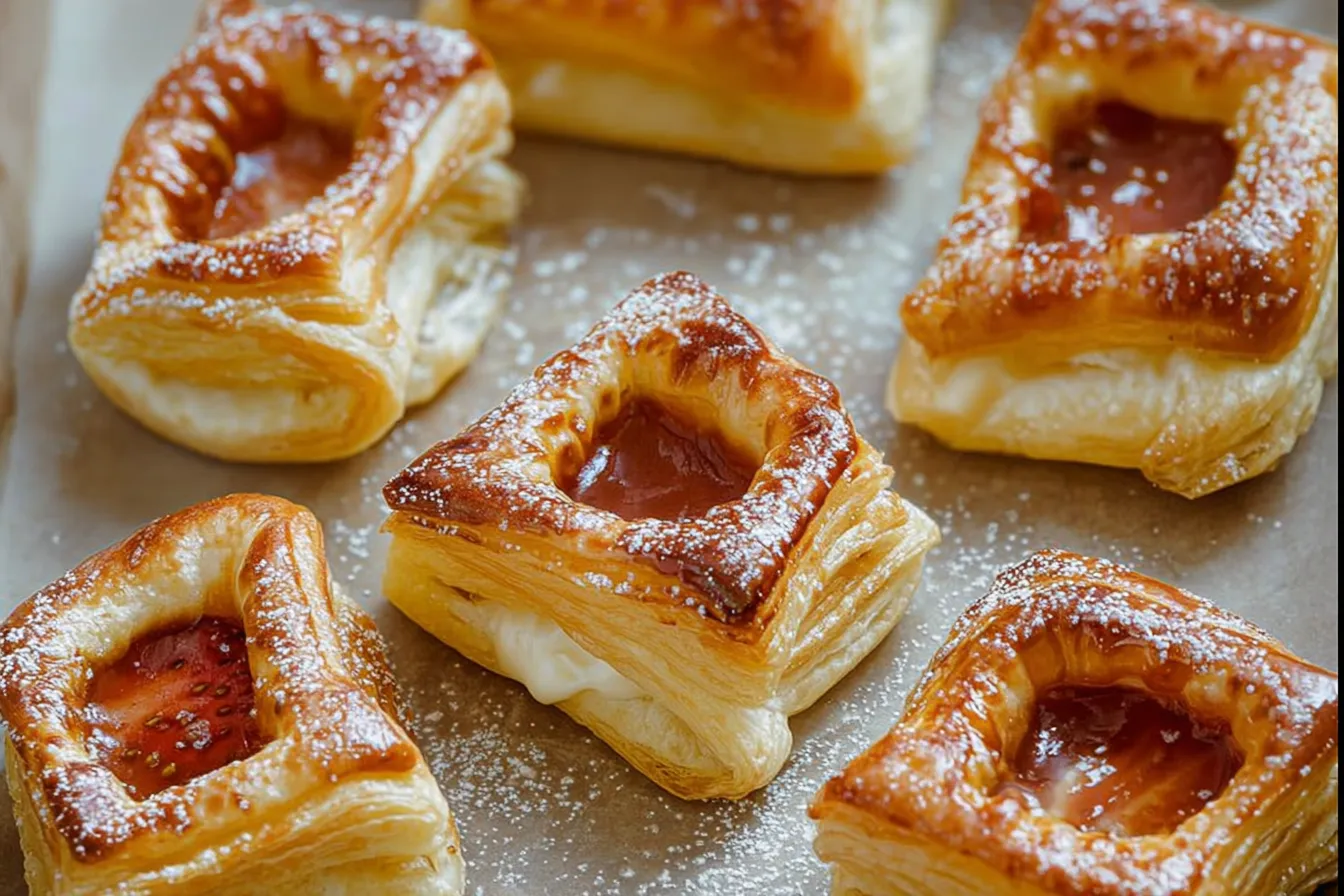 Delicious Strawberry Cream Puff Pastry Bites on a Platter