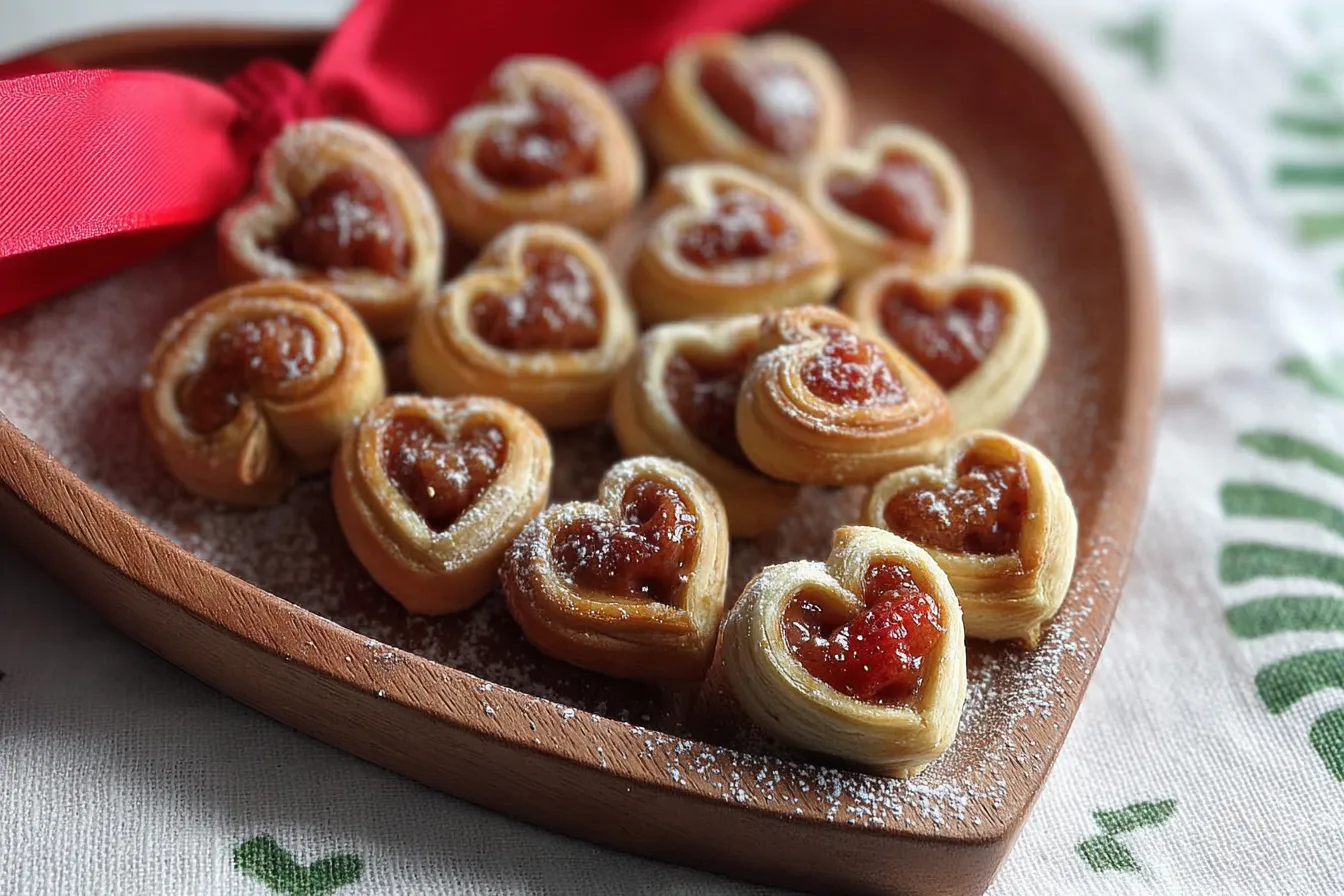 Strawberry Filled Pastry Hearts Plated Elegantly