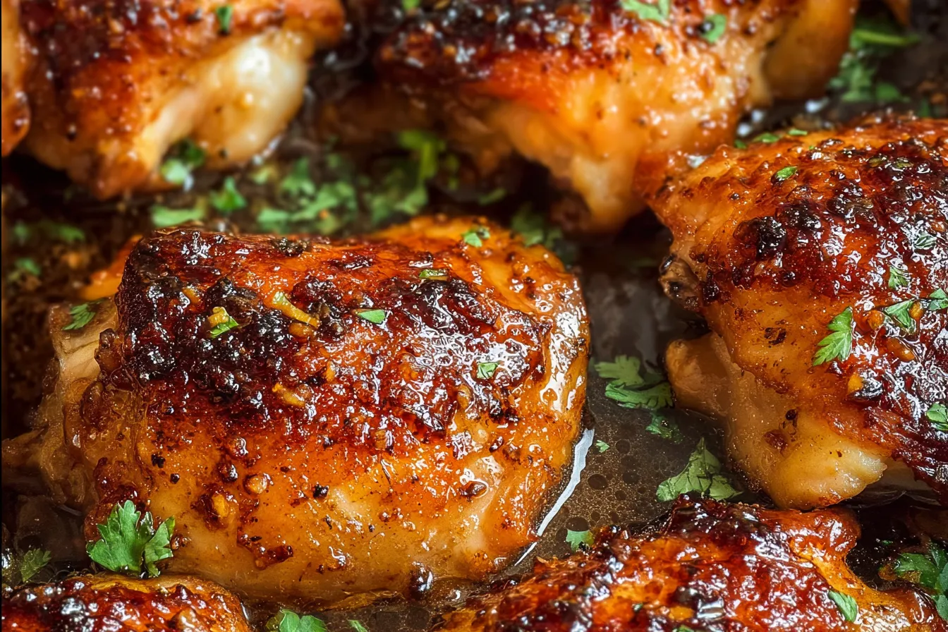 Brown Sugar Garlic Chicken — Sweet and savory baked chicken with caramelized glaze